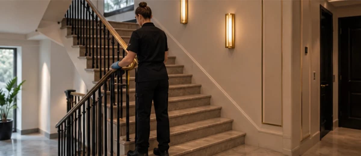 Nettoyage d'une cage d'escalier et de parties communes